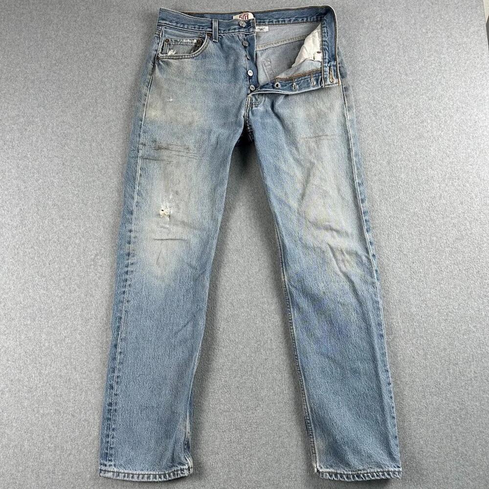 Levi's 501 XX Jeans Men's 34x36 Blue Fade Button Fly Straight Western Distressed